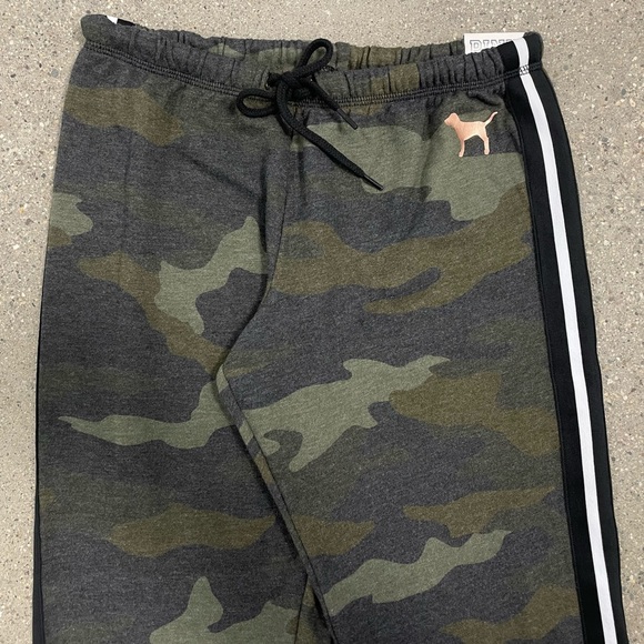 NWT VICTORIA'S SECRET “PINK” Gold Bling Sequin Classic Sweatpant Camo Size Small - Picture 4 of 14